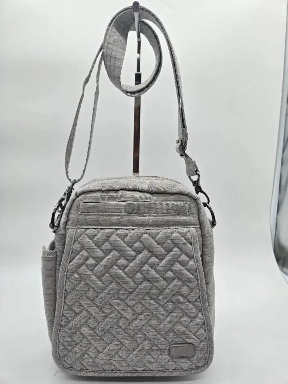 Lug Flapper Gray Nylon Convertible Crossbody Belt Bag Live Laugh Love